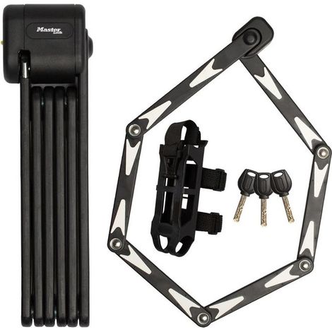 Master Serratura - Serratura per bicicletta pieghevole certificata, barre in acciaio temprato, 3 chiavi, supporto e staffa di montaggio de inclusa, 95 cm