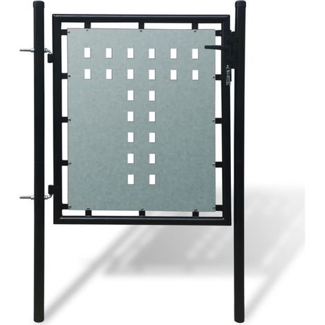 Black Single Door Fence Gate 100 x 125 cm vidaXL (1/5)