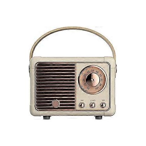 Enceinte Bluetooth rétro, enceinte sans fil portable avec son stéréo cristallin et basses riches, décoration vintage, cadeau d'anniversaire pour femmes et adolescentes (beige) (1/5)