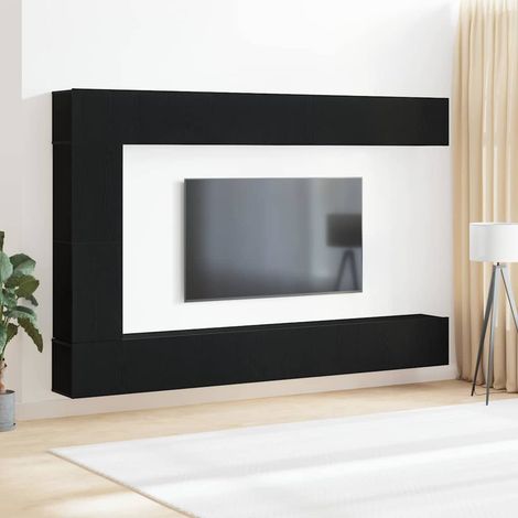 TV-Schrankset 9 pcs Schwarz Eichen-Optik Holzwerkstoff