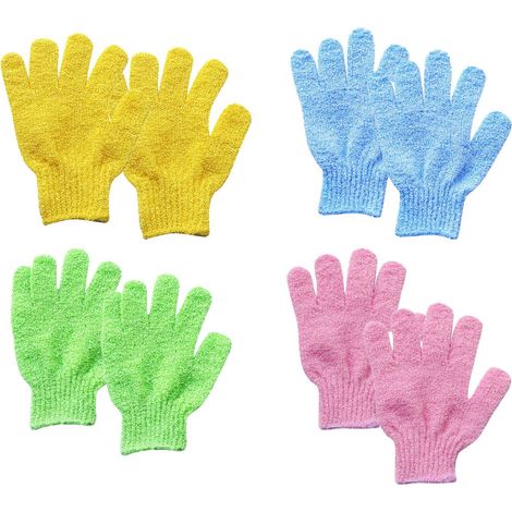 Guantes Exfoliantes Para Ducha - Nylon - Doble Cara - Para Eliminación De Células Muertas - 4 Pares (1/5)