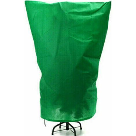 Housse de protection épaisse contre le gel pour plantes en pot, en tissu non tissé résistant au froid, verte. (1/5)