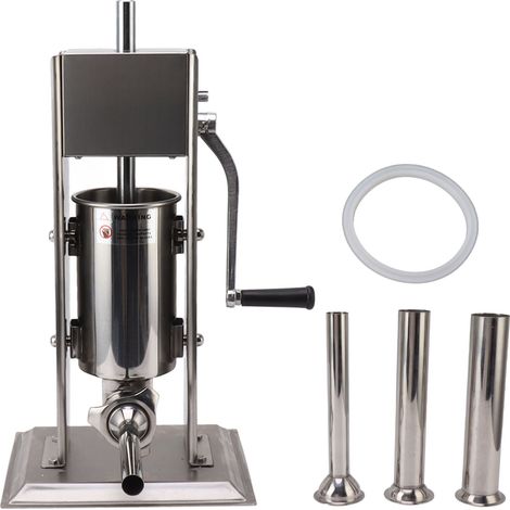 Machine à farcir les saucisses manuelle pour 2 litres, en acier inoxydable, verticale, faite à la main, avec tubes de remplissage, pour usage domestique. (1/5)