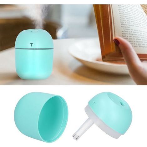 Humidificateur USB LED 220ml – Ultrasonique silencieux & diffuseur d’huiles essentielles – pour voiture et maison – bleu (1/5)
