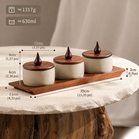Plat pour fruits secs à trois compartiments avec couvercle bois 35 × 13 × 12 cm 2,5 kg – Livraison gratuite