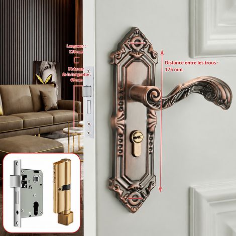 Serrure mécanique à poignée modèle A avec serrure 125/48 pour porte intérieure 125 48 2 kg – Livraison gratuite