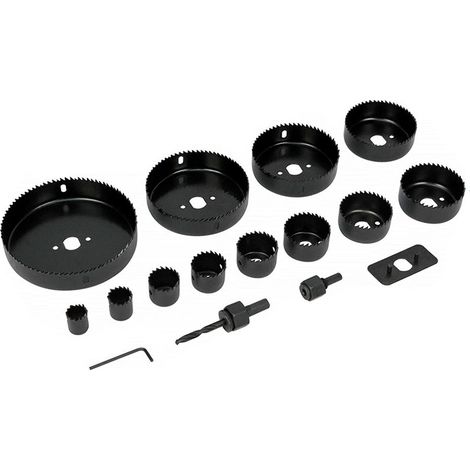 16 scies cloches pour bois, PVC et plaque de plâtre – Carotteuse à trouer pour mur – Kit de perçage de passage pour électricien