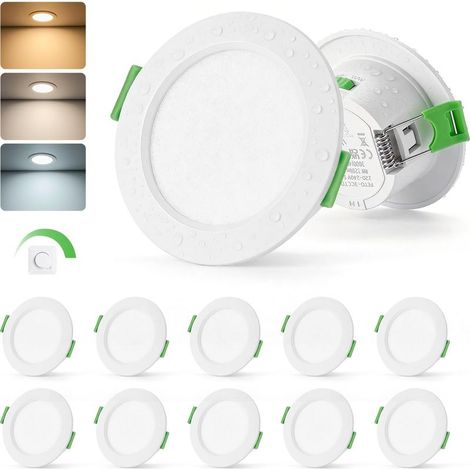 W Einbau-LED-Strahler, dimmbar, 55 mm, 68 mm Einbauöffnung, IP44, 10er-Pack, extraflache Deckenstrahler mit 3000 K Warmweiß und 4000 K Neutralweiß, 320 von 55 (1/4)