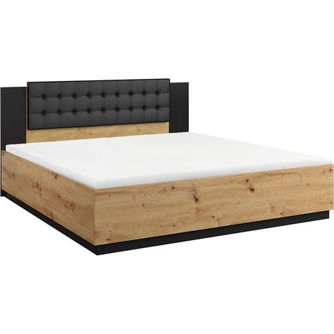 Letto matrimoniale con base Alec marrone e nero 140x200cm