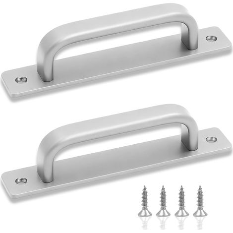 Poignée de porte coulissante, lot de 2 poignées de porte de cuisine argentées, poignée de meuble de 180 mm, avec 4 vis, convient (1/5)