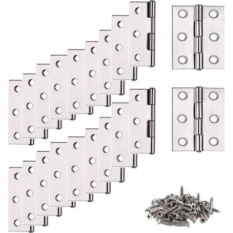 20 Pièces Charnières de Porte Pliables en Acier Inoxydable Charnières Piano Armoire avec Vis Paumelle Meuble pour Maison (1/5)