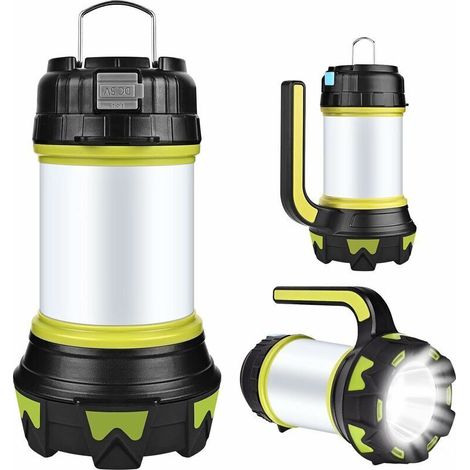 Lampe de camping LED, lanterne de camping rechargeable par USB à intensité variable IP68 étanche multifonction lampe de poche de camping portable à aimant suspendu pour camping-car, sous-sol, panne, t