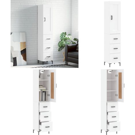 Highboard Weiß 34,5x34x180 cm Holzwerkstoff - Holzwerkstoff - Schrank (1/5)