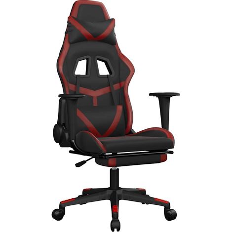 Maison Exclusive - Sedia da Gaming con Poggiapiedi Nero e Rosso Vino in Similpelle (1/5)