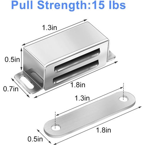 Loquet magnétique Haidibosi TF199 45mm Inox 10 pièces Fermeture puissante 38kg pour placard cuisine moderne (1/4)