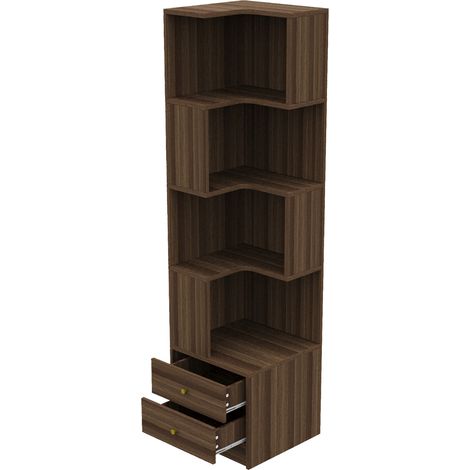 Libreria angolare a L in MDF marrone 45 x 43,5 x 180 cm con LED controllato da app (1/5)