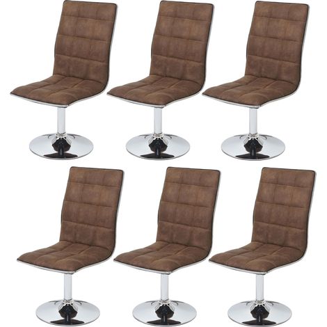 [NON UTILIZZATO] Set 6x sedie soggiorno eleganti HHG-105 design moderno tessuto sala pranzo marrone (1/5)