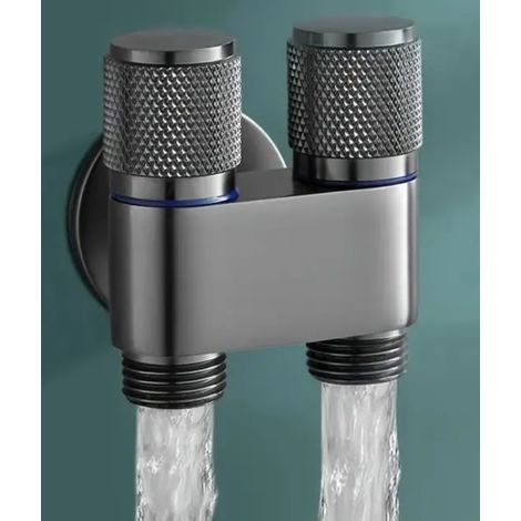 Valve de chasse d'eau, vanne d'angle à une entrée et deux sorties, robinet à double ouverture, volant antidérapant, accessoires de toilette