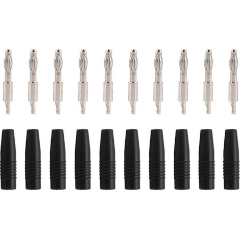 10 Pièces Connecteurs Banane 4mm Mâle pour Câbles de Test Multimètre, Enceintes et DIY - Noir (1/5)