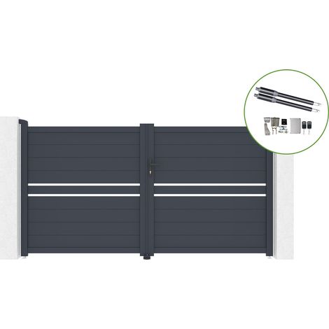 Portón abatible 3m CIMONE H.160cm aluminio + motorización RANGER B150 (1/5)
