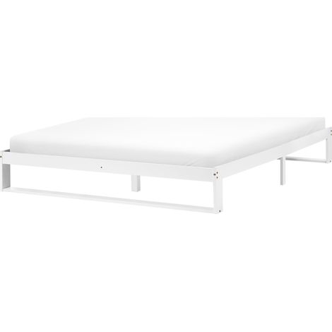 Cama con somier estilo minimalista de madera de pino 180 x 200 cm sin cabecero blanco Talairan (1/5)