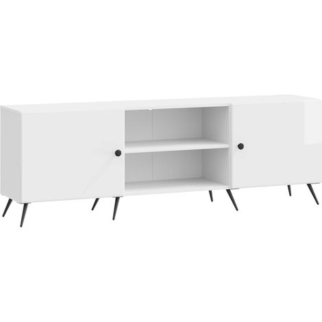 Meuble TV  Banc TV  Armoire TV Blanc brillant 150 x 31 x 50 cm Bois d'ingénierie