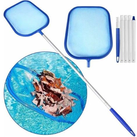 Ahlsen Épuisette de surface, écumoire de feuilles avec poignée en aluminium – avec gants – maille fine – pour piscines, étangs, fontaines, aquariums (1/5)