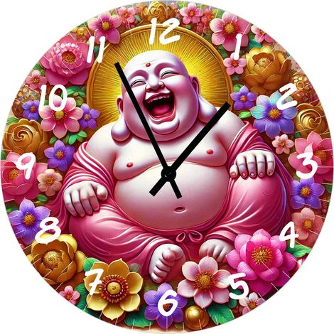 Horloge en verre bouddha rieur 29 cm (1/2)