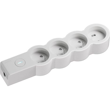 Rallonge multiprise 4x2P+T, Blanc, 16A 3680W, avec Interrupteur Lumineux on/Off, à compléter avec Un Cordon (1/2)