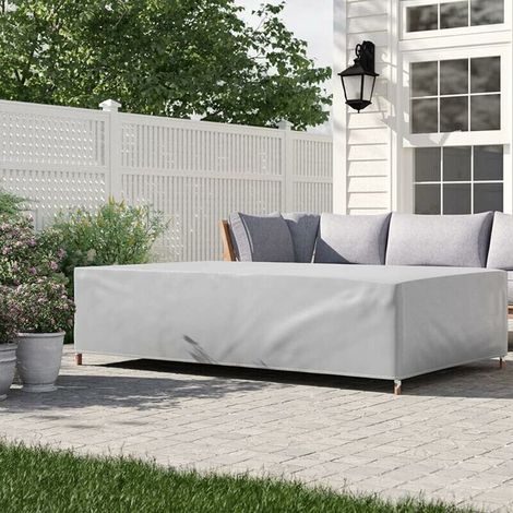 Housse Salon de Jardin 420D Oxford Tissu Housse de Protection pour Mobilier Housse de Table de Jardin Imperméable Bâche de Protection avec Corde et Boucle Verrouillage Argent 180x120x75cm,,1 pi (1/4)