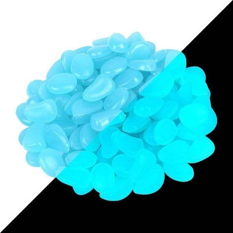 Leuchtende Kieselsteine, 200 Stück blaue, leuchtende Dekosteine, die nachts leuchten, für den Außenbereich, Garten, Aquarium, Wege, Kinderzimmer (1/5)