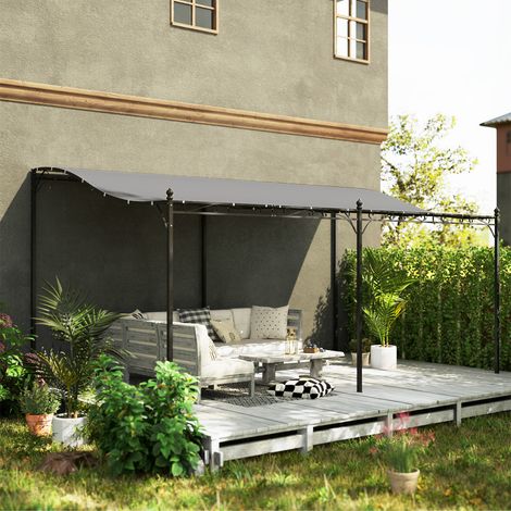 Pergola 3 x 5 m, tettoia da giardino flessibile con telone impermeabile e struttura metallica, offre ombra, colore grigio scuro.