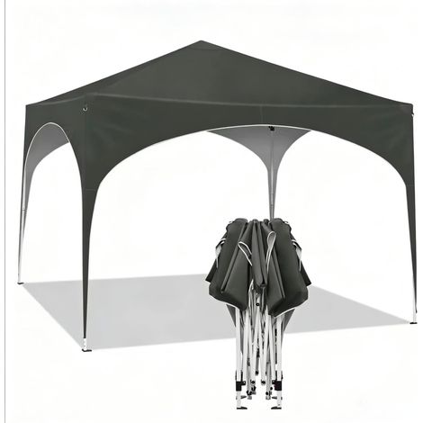Gazebo de jardin pliable 3 x 3 m gris en métal et toile Oxford 210D MODENUIT (1/5)