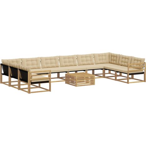 Outdoor Sofa Set with Cushion 11 pcs White and Beige vidaXL (1/5)