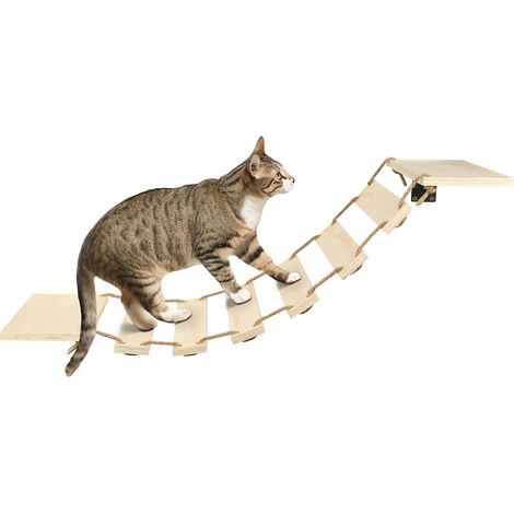 Pont Mural pour Chat, Étagère Murale pour Chat, Perche, Arbre à Chat, Meuble Mural pour Dormir, Jouer, Escalader et Se Détendre (1/5)