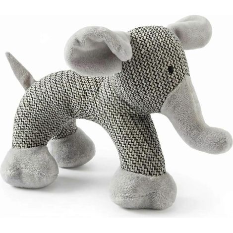 Jouet pour chiens à mâchoires puissantes : singe robuste en lin compagnon de safari jouet couineur résistant modèle éléphant (1/5)