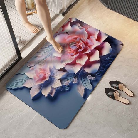 LAN Pivoine 4060cm Boue de diatomées améliorée Tapis de sol en terre de diatomées, tapis de salle de bain absorbant et antidérapant, tapis de toilette et de salle de bain pour la maison (1/5)