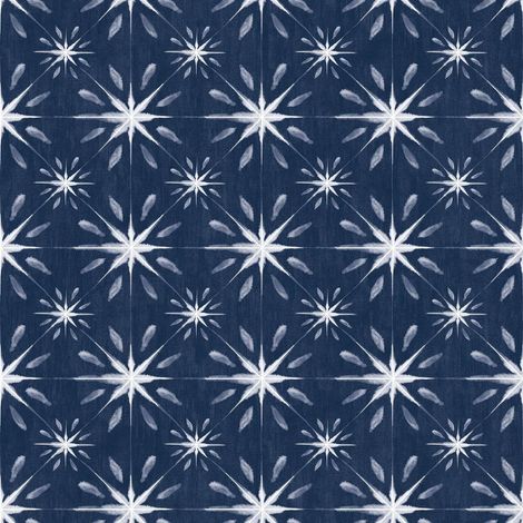 Galerie Blue And White Star Tile Effect Wallpaper Smooth Finish Wall Covering (1/4)