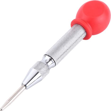 Punzón automático con resorte para marcar agujeros, cuerpo de acero al carbono (color plata). (1/5)