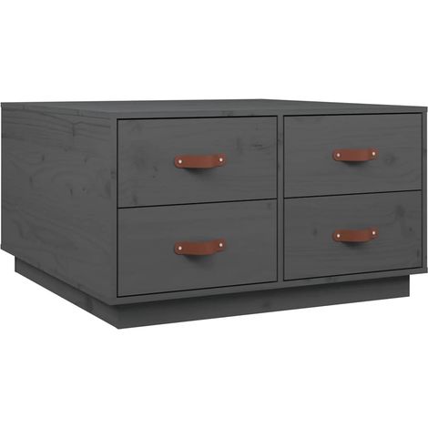 Maison Exclusive - Tavolino da Salotto Grigio 80x80x45 cm Legno Massello di Pino (1/5)