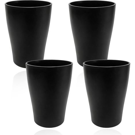Gobelet Brosse à Dents - Lot de 4 - Plastique Noir Résistant - Rangement Hygiénique - Salle de Bain Moderne - 10,5x7,5cm (1/5)