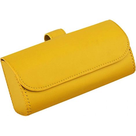 Étui pare-soleil de voiture en cuir avec clip et fixation magnétique, accessoire auto, jaune