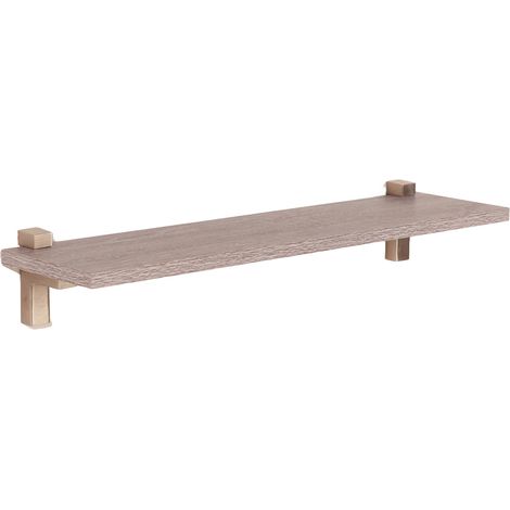 Levant 60 cm Slim Shelf with "L" Shape Bracket - Metal - L15 x W60 x H1.6 cm - Grey Oak