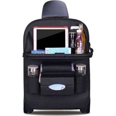 Organiseur De Dossier De Siege De Voiture - Cuir Pu - Pliable - Multifonctionnel - Noir - 1 Piece (1/4)