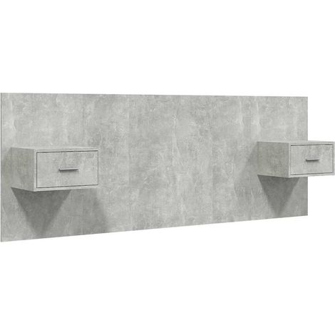 Maison Exclusive - Testiera Letto con Comodini in Legno Multistrato Grigio Cemento (1/5)
