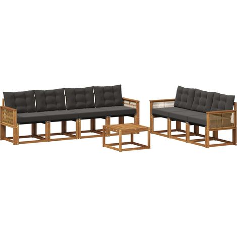 Outdoor Sofa Set with Cushion 8 pcs Natural and Black vidaXL (1/5)