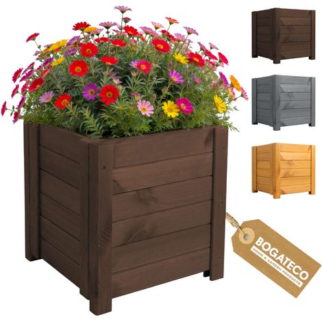 Jardinière Haute Bois Bogateco 39x39x40 cm Géotextile Brun Foncé (1/5)