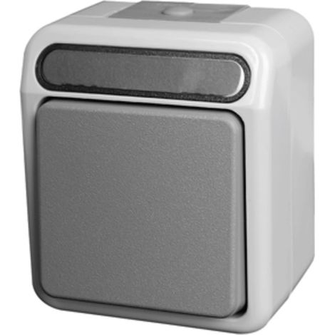 Poussoir inverseur Merten IP 44 AQUASTAR gris clair