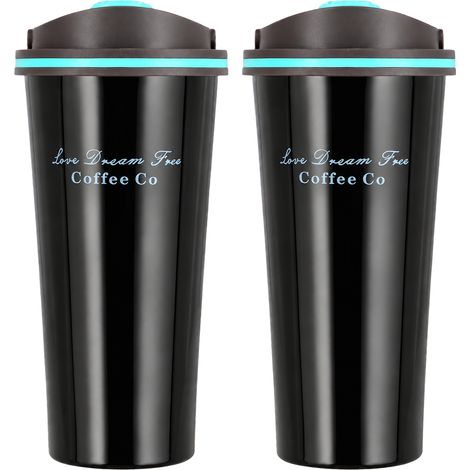 Black Thermal Cup, 18 oz, Insulated Stainless Steel, 2-Pack (1/5)