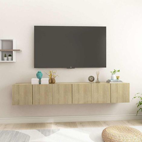 Meubles TV suspendus 3 pcs pour Salon - Armoire TV Chêne sonoma 60x30x30 cm BV306990 - BonneVie (1/5)